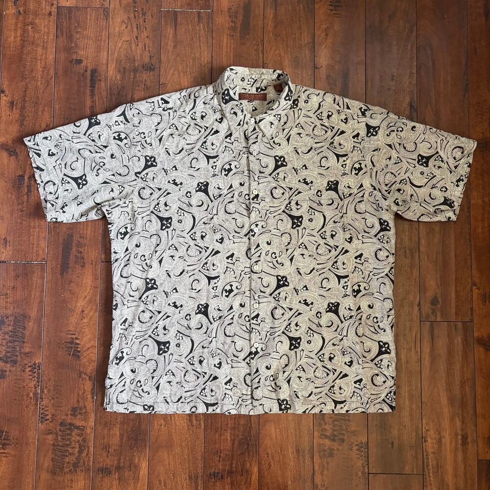 Tori Richard Honolulu Hawaiian Shirt Mens XXL Gray Paisley Design Resortwear